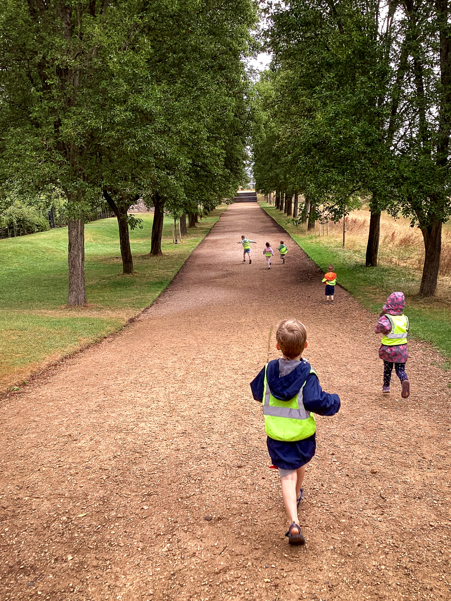 Pre-School children running down path in Ashton Gate Bristol