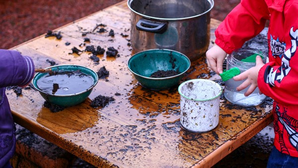 Children Playing Mud Kitchen